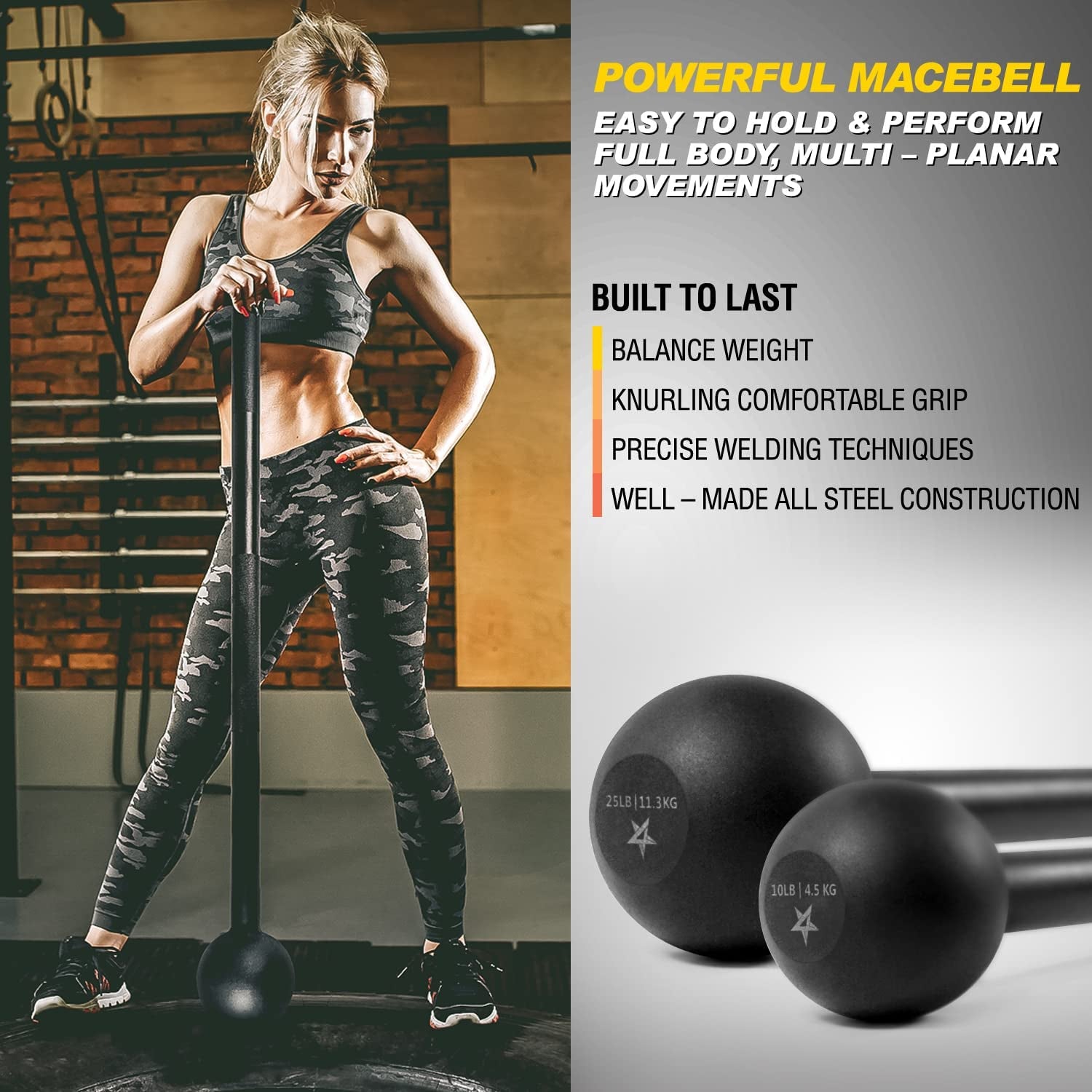 Steel Mace Bell for Comprehensive Strength Training - Full Body Workouts for Muscles, Shoulders, Grips, and Forearms - Available in 5 to 30 LB for Both Men and Women