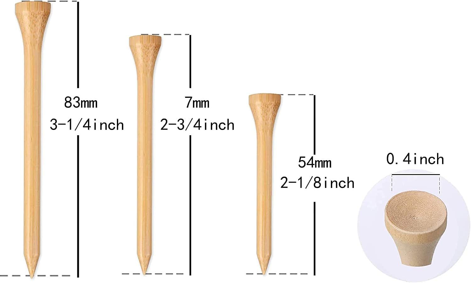 Professional 2 3/4 Inch Wooden Golf Tees - Pack of 100