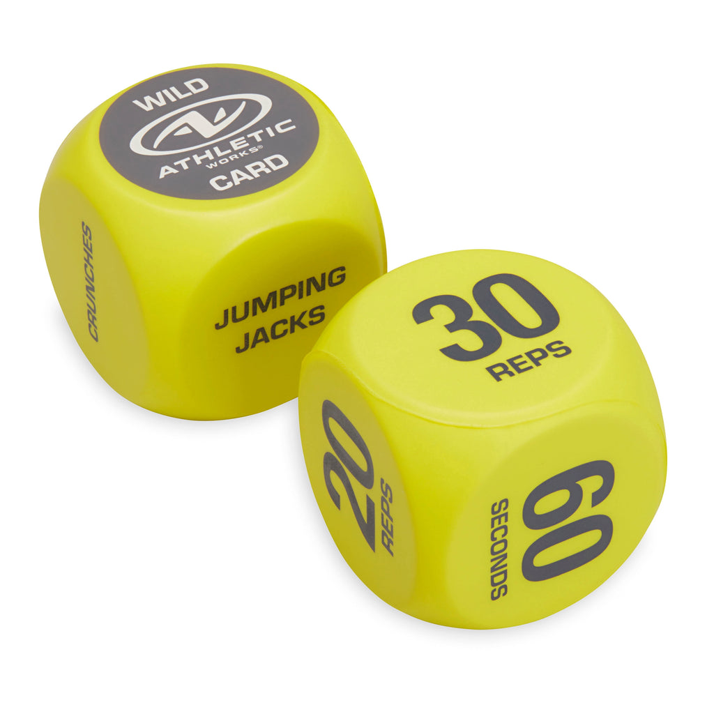 6-Sided Foam Exercise Workout Dice, Yellow, Set of 2, Suitable for Adults Ages 18 and Up