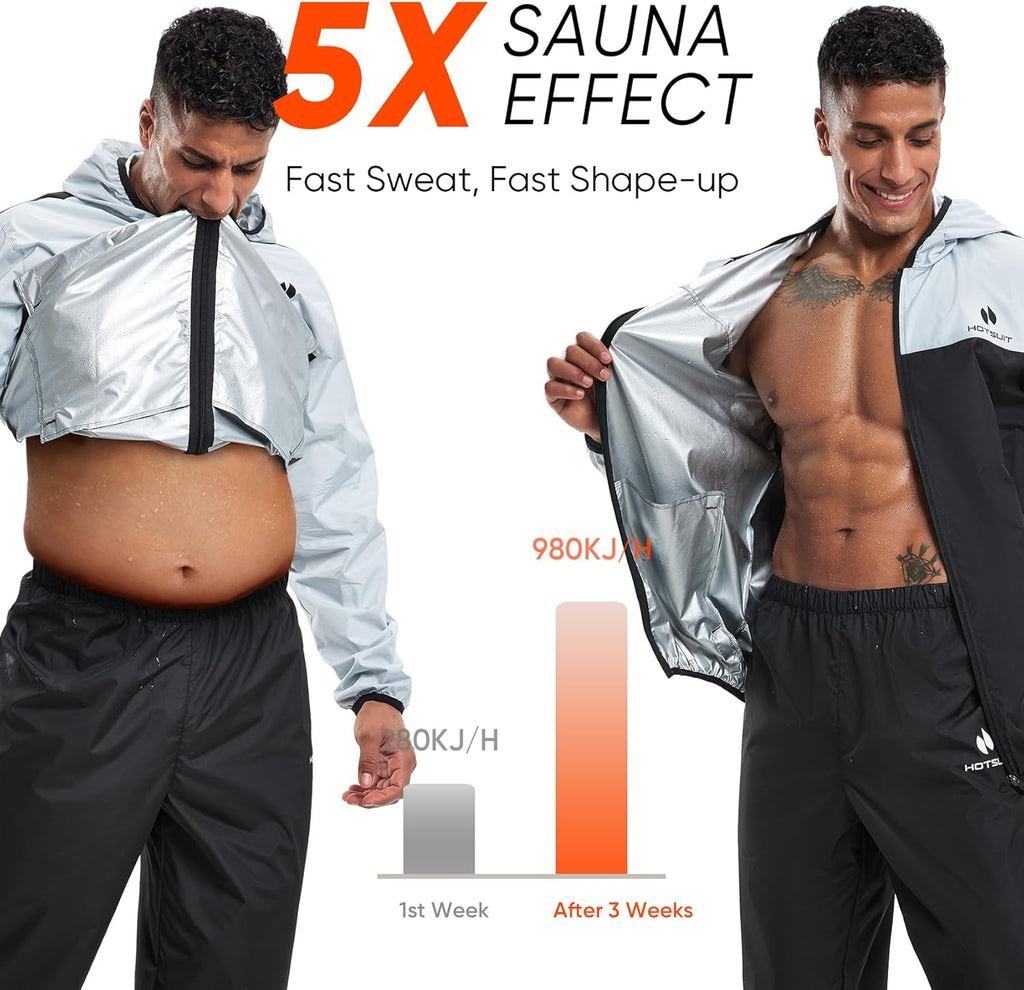 Men's Sauna Suit for Weight Loss and Enhanced Workout Performance - Full Body Jacket and Pants Set