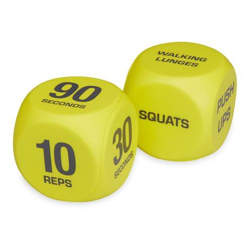 6-Sided Foam Exercise Workout Dice, Yellow, Set of 2, Suitable for Adults Ages 18 and Up