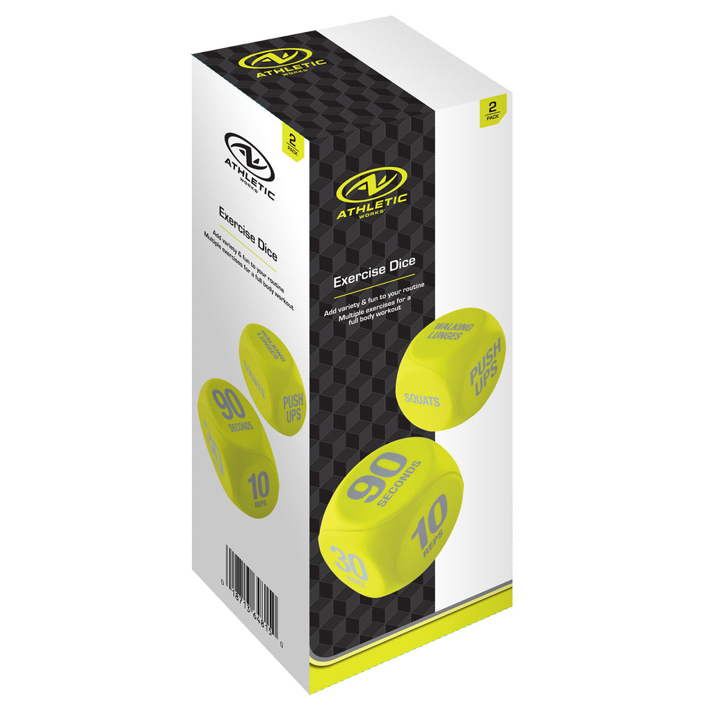 6-Sided Foam Exercise Workout Dice, Yellow, Set of 2, Suitable for Adults Ages 18 and Up