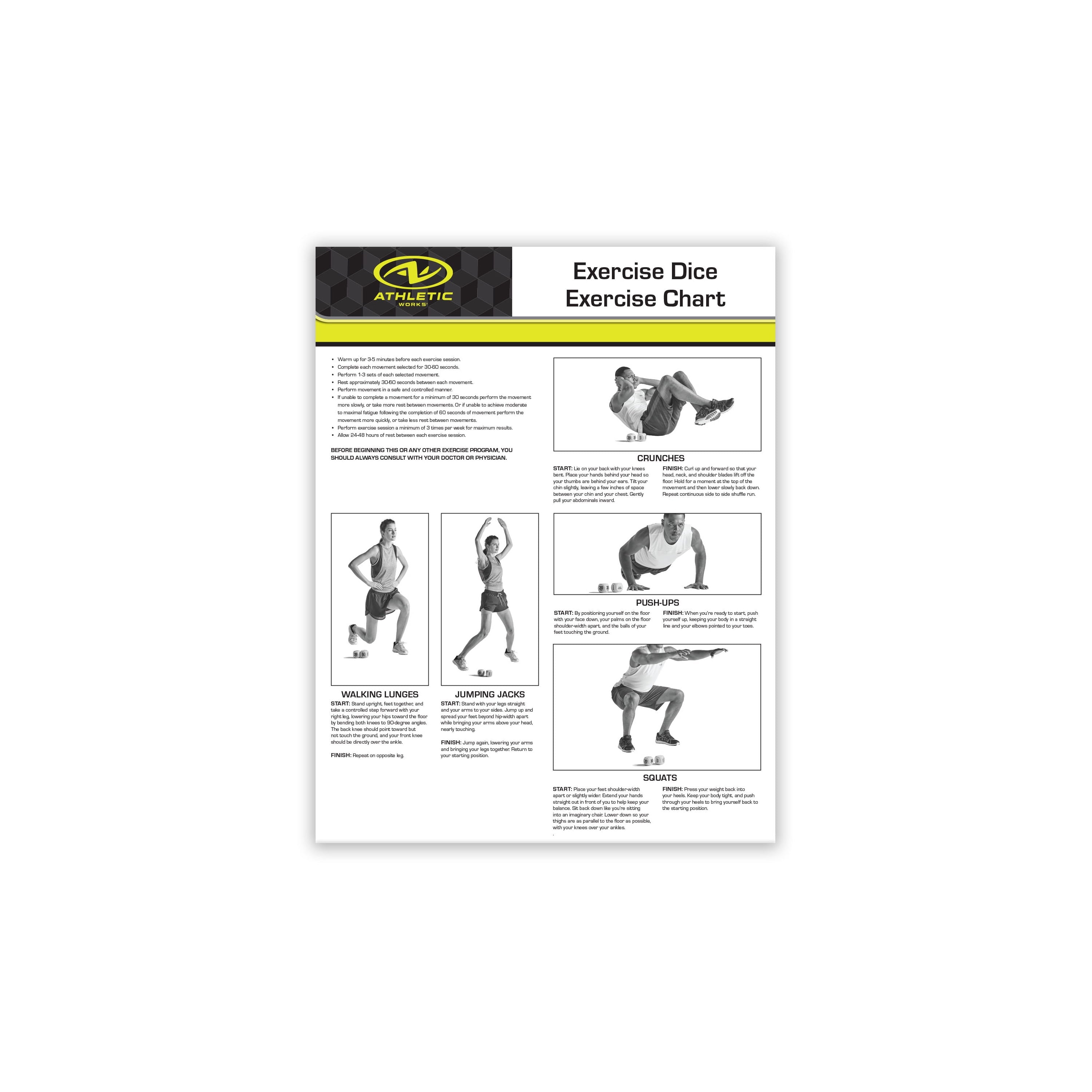 6-Sided Foam Exercise Workout Dice, Yellow, Set of 2, Suitable for Adults Ages 18 and Up